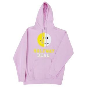 RARE HALFWAY DEAD Light Pink Graphic Hoodie Sweatshirt